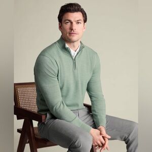 NWT Hawker Rye 1/4 Zip Sweater Stitch Fix Combed Cotton Sage Green L